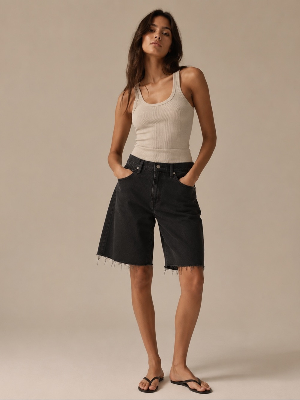 AG Jeans Hattie High Rise Bermuda Shorts Black Italian Denim NWT Size 31 Jorts